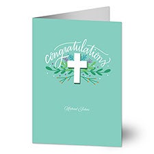 Botanical Cross Personalized Congratulations Greeting Card - 25086