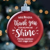 Teacher Personalized LED Light Up Red Glass Ornament - 25148