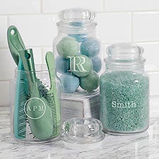 Bathroom Text Personalized Glass Storage Jars