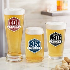 Personalized Anniversary Beer Glasses - 25838