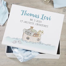 Personalized Baby Boy Memory Box - Precious Moments Noahs Ark - 25931