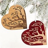 Personalized Wood Heart Family Tree Ornaments - 26131