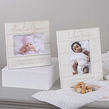Simple  Sweet Personalized Shiplap Baby Girl Picture Frame - 26225