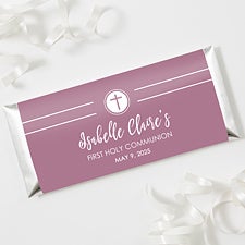 Modern Cross Girl Communion Personalized Candy Bar Wrappers - 26740