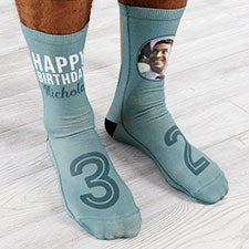 Modern Birthday Personalized Mens Photo Socks - 26804