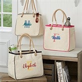 Playful Name Embroidered Canvas Rope Totes - 27003