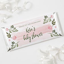 Floral Frame Personalized Baby Shower Candy Bar Wrappers - 27019