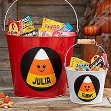 Candy Corn Personalized Halloween Treat Buckets for Kids - 27267