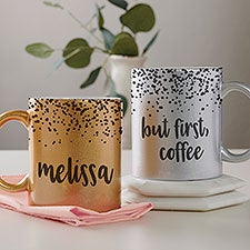 Sparkling Name Personalized Glitter Coffee Mugs - 27362