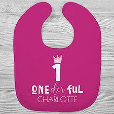 Onederful Girl First Birthday Personalized Baby Bibs - 27634
