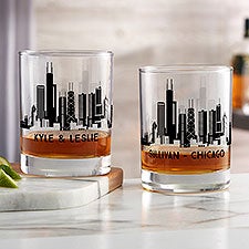 Chicago Skyline Personalized Printed Whiskey Glasses - 27781