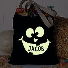 Glow-In-The-Dark Jack-O-Lantern Personalized Halloween Treat Bag - 27846