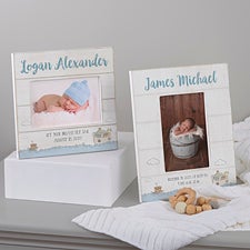 Precious Moments Noahs Ark Personalized Baby Boy Shiplap Frame - 28557