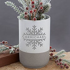 Holiday Snowflake Personalized Christmas Cement Vase - 29066