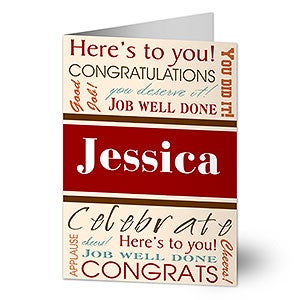 Personalized Congratulations Greeting Cards - Here's To You