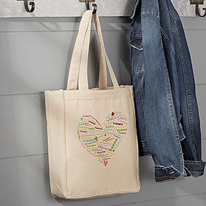 Her Heart of Love Personalized Small Canvas Tote Bag