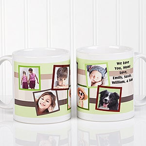 Any Message Photo Collage Personalized Coffee Mug 11 oz.- White