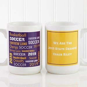 Sports Coach Personalized Coffee Mugs - Large 15oz