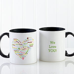 Her Heart of Love Personalized Coffee Mug 11oz.- Black