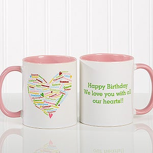 Her Heart of Love Personalized Coffee Mug 11 oz.- Pink