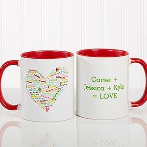 Her Heart of Love Personalized Coffee Mug 11 oz.- Red