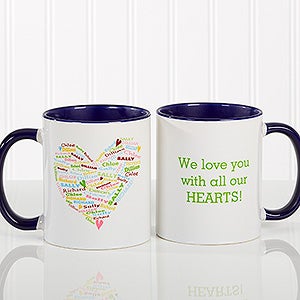 Her Heart of Love Personalized Coffee Mug 11 oz.- Blue