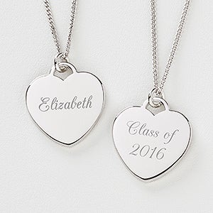 Personalized Graduation Necklace   Silver Heart