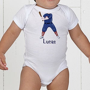 Personalized Baby Bodysuit for Boys - Cowboy or Baseball Player - Infant 18 Months - White