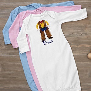 Personalized Baby Boy Gown - Cowboy or Baseball Player