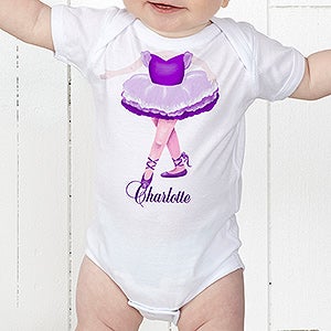 Personalized Baby Bodysuit for Girls - Princess or Ballerina - Infant 12 Months - White