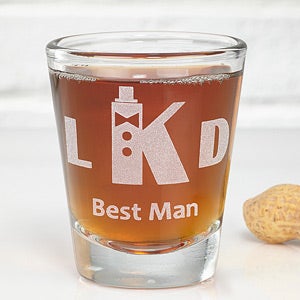 Personalized Groomsman Shot Glass   Wedding Initials