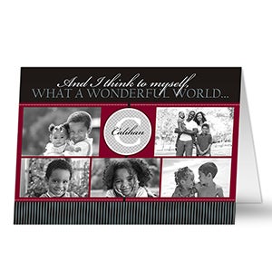 Our Monogram Personalized Photo Christmas Card- 5 Photo