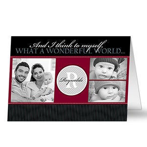 Our Monogram Personalized Photo Christmas Card- 3 Photo