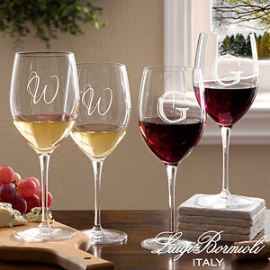 Personalized Wine Glasses with Initial Monogram   Bormioli Rocco