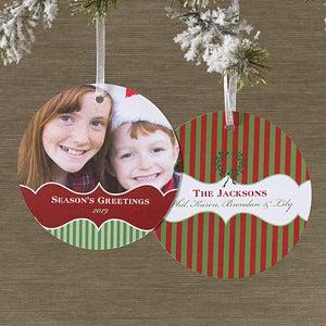 Personalized Hanging Ornament Photo Holiday Cards - Set of 15