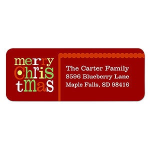 Personalized Return Address Labels - Merry Christmas - 1 set of 60