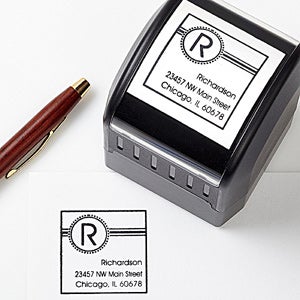 Personalized Address Stamp - Square Initial