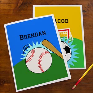 Personalized School Folders for Boys   Sports