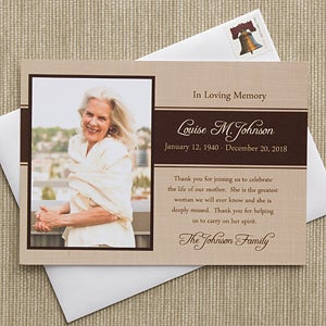 Personalized Photo Bereavement Cards - In Memory - Set of 5