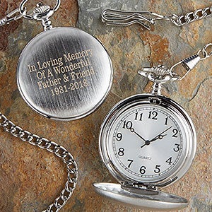 Personalized Silver Pocket Watch - In Memory