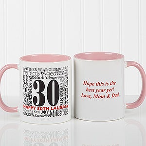 Another Year Has Gone By Personalized Coffee Mug- 11 oz.- Pink