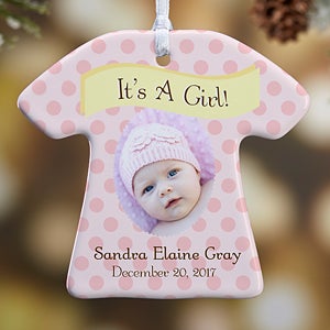 1-Sided It's A Boy or Girl! Personalized Photo Ornament