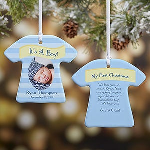 Personalized Baby Photo Christmas Ornaments - It's A Boy or Girl - 2-Sided