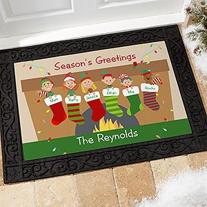 Stocking Family Characters Personalized Doormat- 18x27