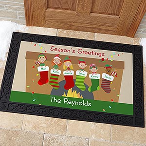 Stocking Family Characters Personalized Doormat- 20x35