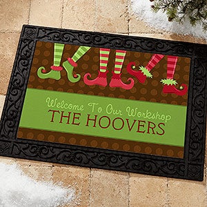 Personalized Holiday Doormats   Christmas Elves Workshop