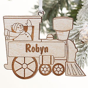 Holiday Train Personalized Whitewashed Wood Ornament