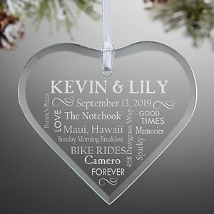 Personalized Christmas Ornaments - Wedding Heart