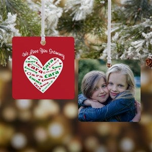 Heart Of Love Personalized Square Photo Ornament - 2 Sided Metal