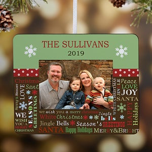 Personalized Christmas Ornament Picture Frame - Holiday Memories